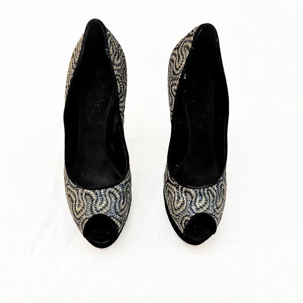 Sebastian CLIO Studded Patterned Open Toe Heeled Platform Shoes Size 38 Italy